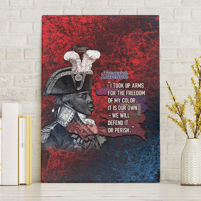 Toussaint Louverture Afro Haiti Canvas Wall Art Haitian Father Grunge Style - African Pride