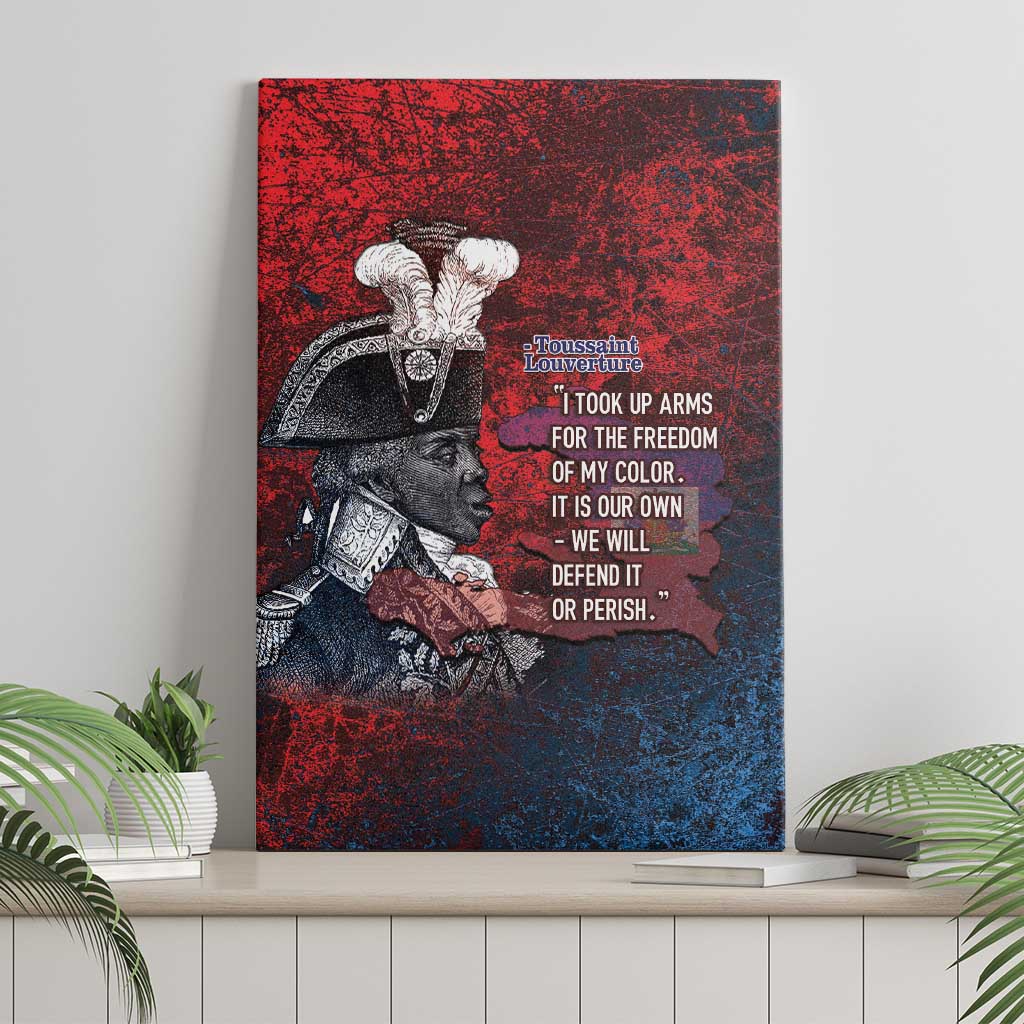 Toussaint Louverture Afro Haiti Canvas Wall Art Haitian Father Grunge Style - African Pride
