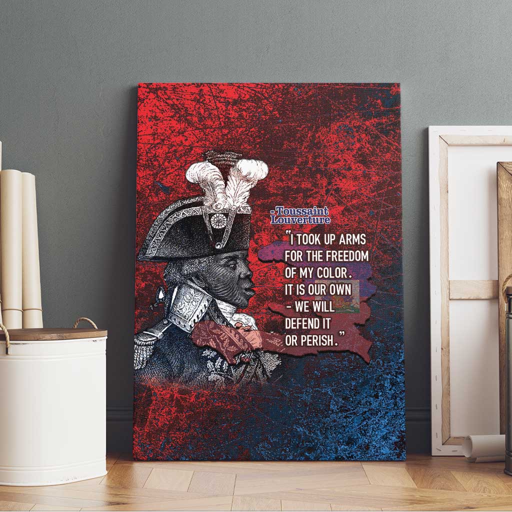 Toussaint Louverture Afro Haiti Canvas Wall Art Haitian Father Grunge Style - African Pride