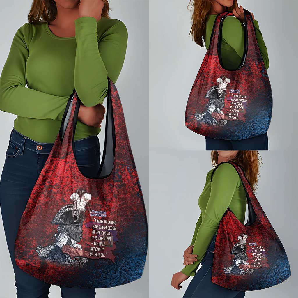 Toussaint Louverture Afro Haiti Grocery Bag Haitian Father Grunge Style - African Pride