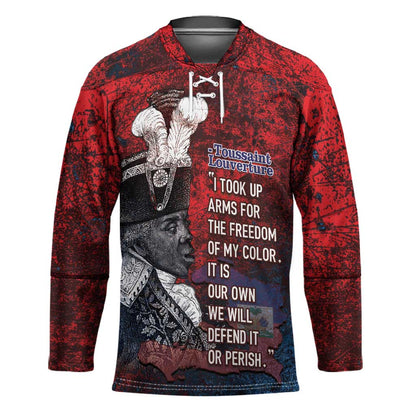 Personalized Toussaint Louverture Afro Haiti Hockey Jersey Haitian Father Grunge Style - African Pride
