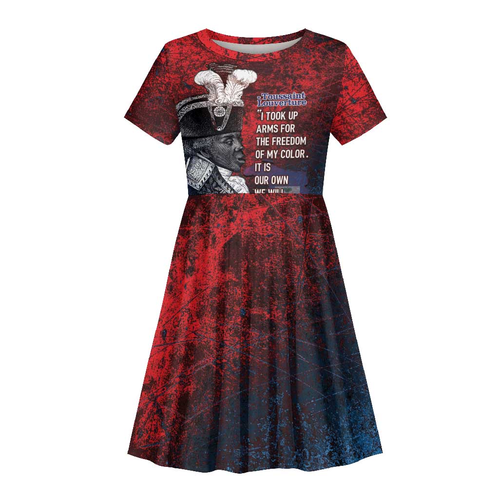 Personalized Toussaint Louverture Afro Haiti Kid Short Sleeve Dress Haitian Father Grunge Style LT14