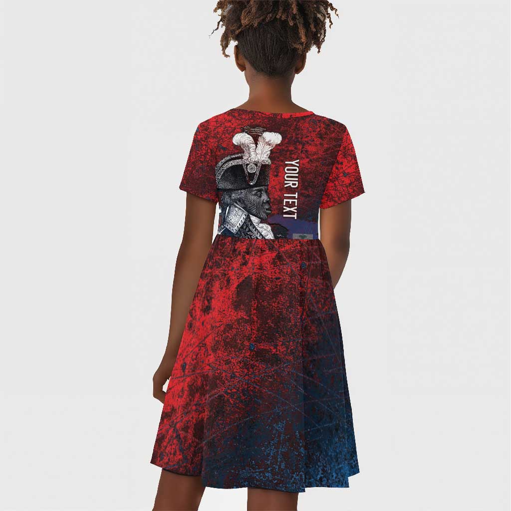 Personalized Toussaint Louverture Afro Haiti Kid Short Sleeve Dress Haitian Father Grunge Style LT14