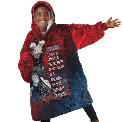 Personalized Toussaint Louverture Afro Haiti Kid Wearable Blanket Hoodie Haitian Father Grunge Style - African Pride