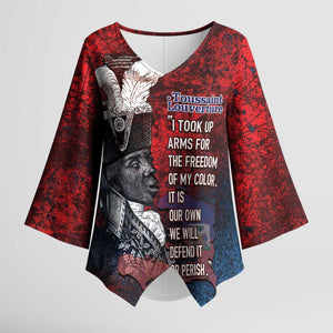 Personalized Toussaint Louverture Afro Haiti Kimono Sleeve Blouse Haitian Father Grunge Style - African Pride