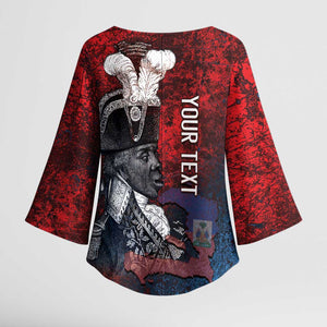 Personalized Toussaint Louverture Afro Haiti Kimono Sleeve Blouse Haitian Father Grunge Style - African Pride