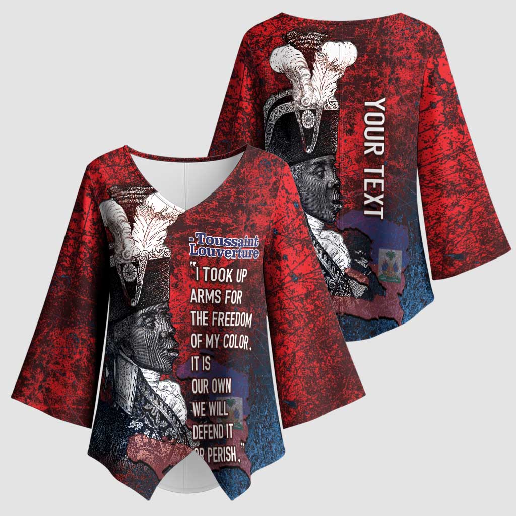 Personalized Toussaint Louverture Afro Haiti Kimono Sleeve Blouse Haitian Father Grunge Style - African Pride