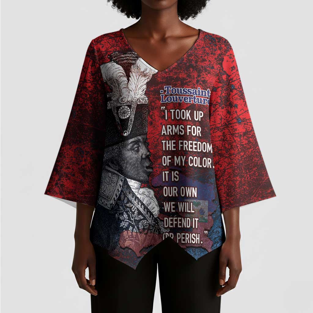 Personalized Toussaint Louverture Afro Haiti Kimono Sleeve Blouse Haitian Father Grunge Style - African Pride