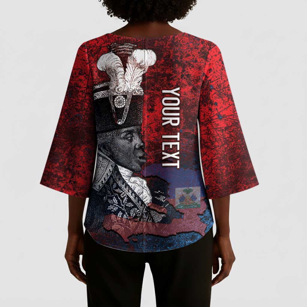 Personalized Toussaint Louverture Afro Haiti Kimono Sleeve Blouse Haitian Father Grunge Style - African Pride