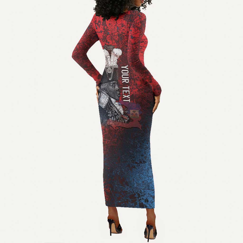Personalized Toussaint Louverture Afro Haiti Long Sleeve Bodycon Dress Haitian Father Grunge Style - African Pride