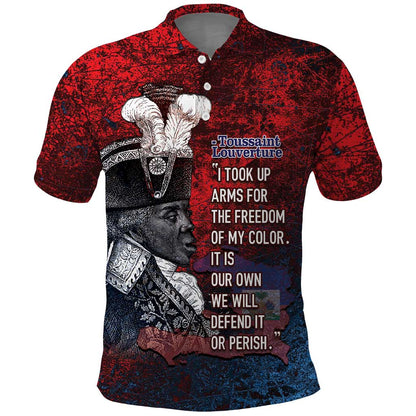 Personalized Toussaint Louverture Afro Haiti Polo Shirt Haitian Father Grunge Style LT14