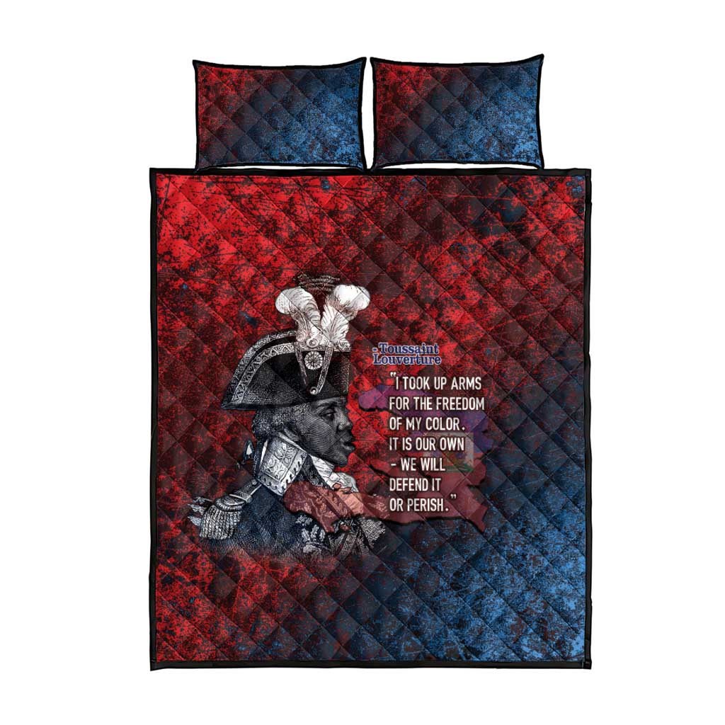 Toussaint Louverture Afro Haiti Quilt Bed Set Haitian Father Grunge Style - African Pride