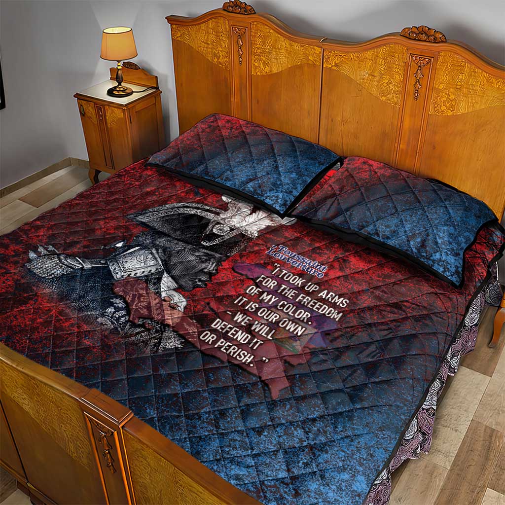 Toussaint Louverture Afro Haiti Quilt Bed Set Haitian Father Grunge Style - African Pride