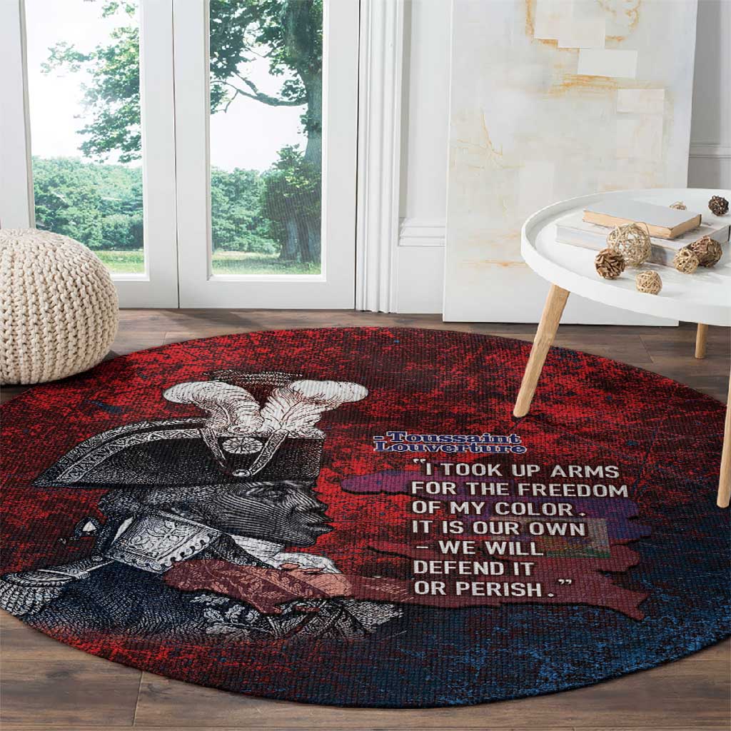 Toussaint Louverture Afro Haiti Round Carpet Haitian Father Grunge Style - African Pride