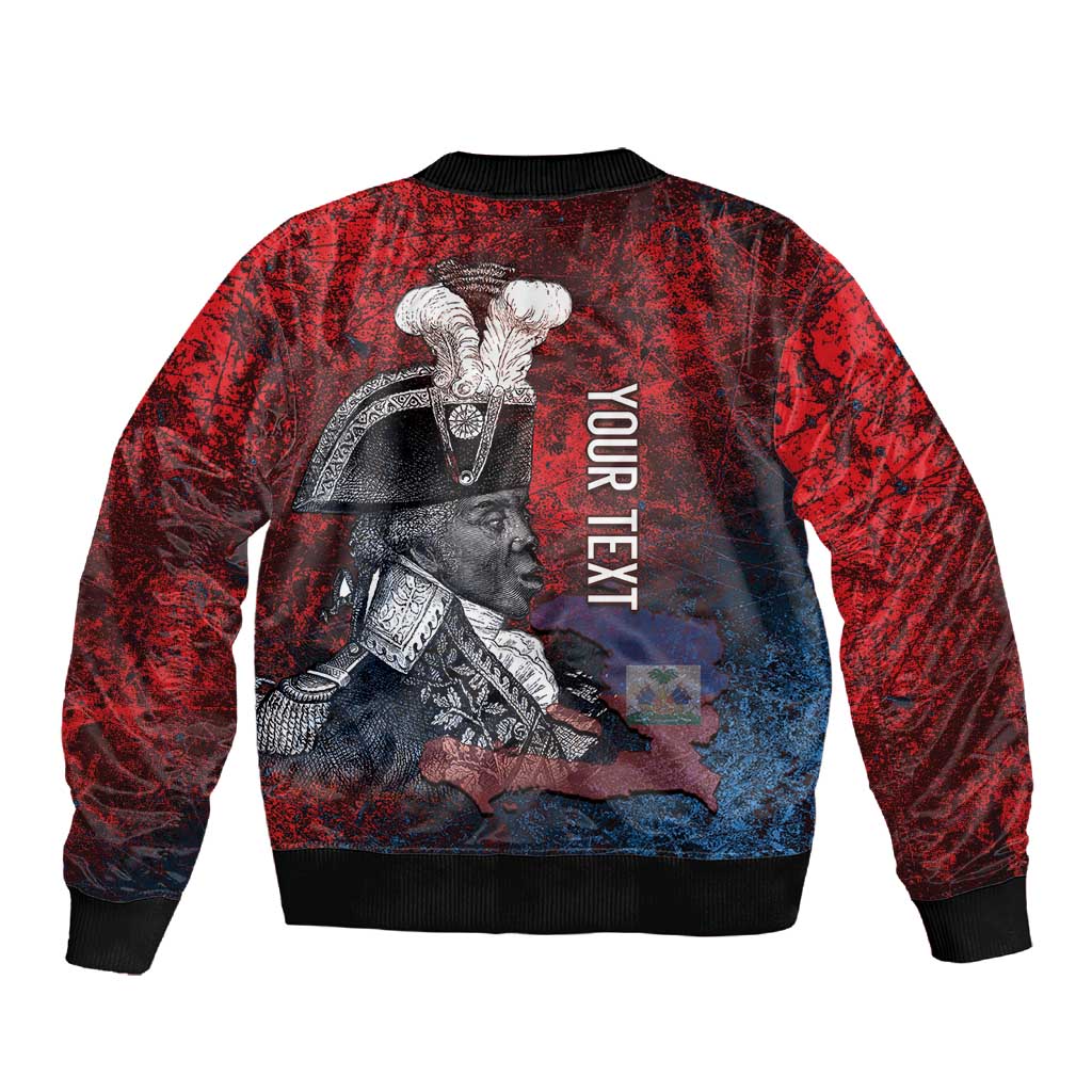 Personalized Toussaint Louverture Afro Haiti Sleeve Zip Bomber Jacket Haitian Father Grunge Style - African Pride