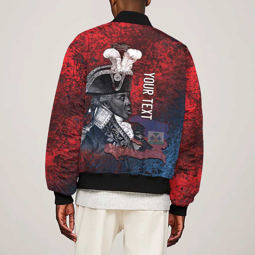 Personalized Toussaint Louverture Afro Haiti Sleeve Zip Bomber Jacket Haitian Father Grunge Style - African Pride