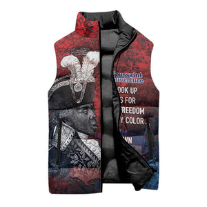 Personalized Toussaint Louverture Afro Haiti Sleeveless Puffer Jacket Haitian Father Grunge Style - African Pride