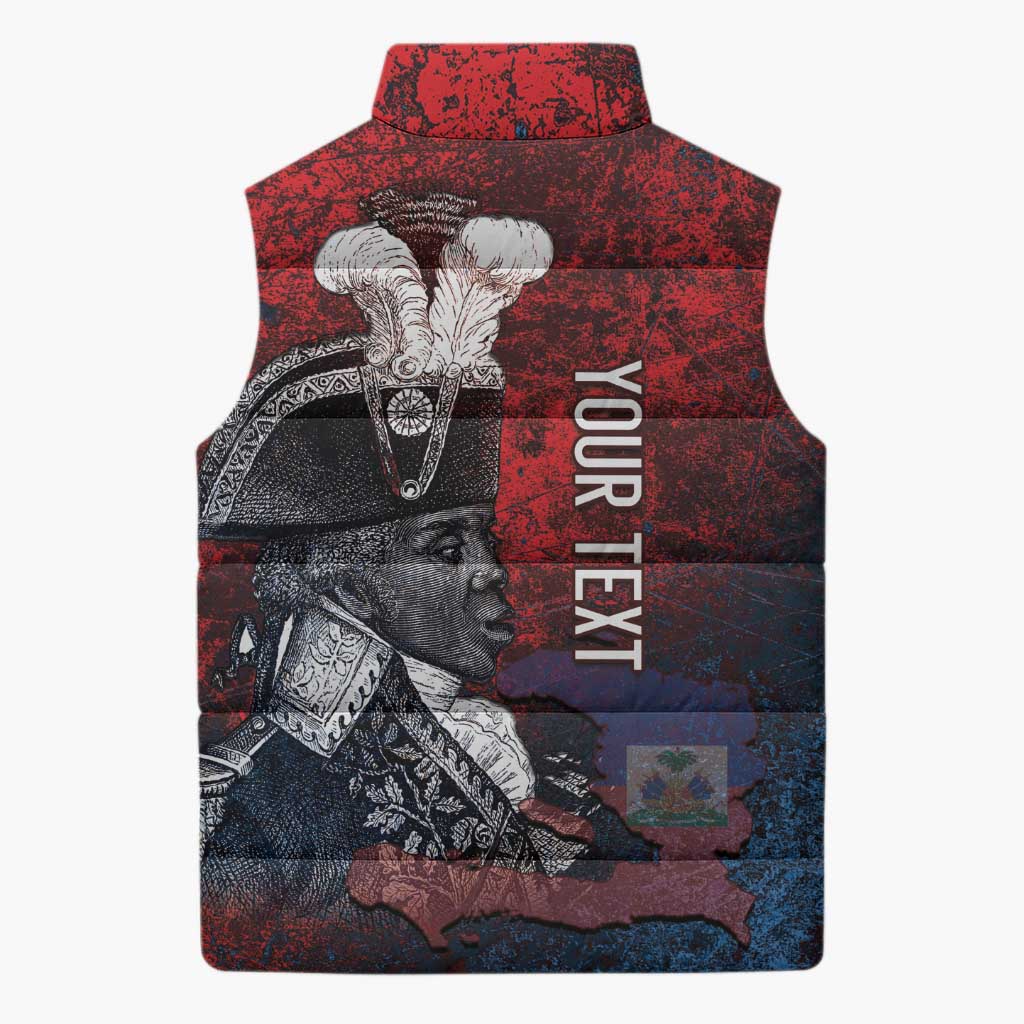 Personalized Toussaint Louverture Afro Haiti Sleeveless Puffer Jacket Haitian Father Grunge Style - African Pride