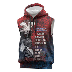 Personalized Toussaint Louverture Afro Haiti Sleeveless Zip Hoodie Haitian Father Grunge Style - African Pride