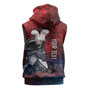 Personalized Toussaint Louverture Afro Haiti Sleeveless Zip Hoodie Haitian Father Grunge Style - African Pride