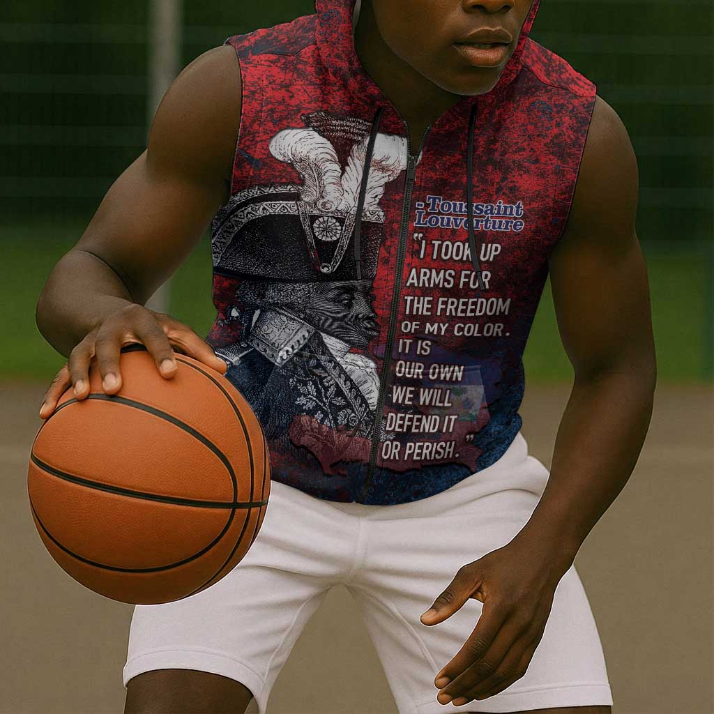 Personalized Toussaint Louverture Afro Haiti Sleeveless Zip Hoodie Haitian Father Grunge Style - African Pride