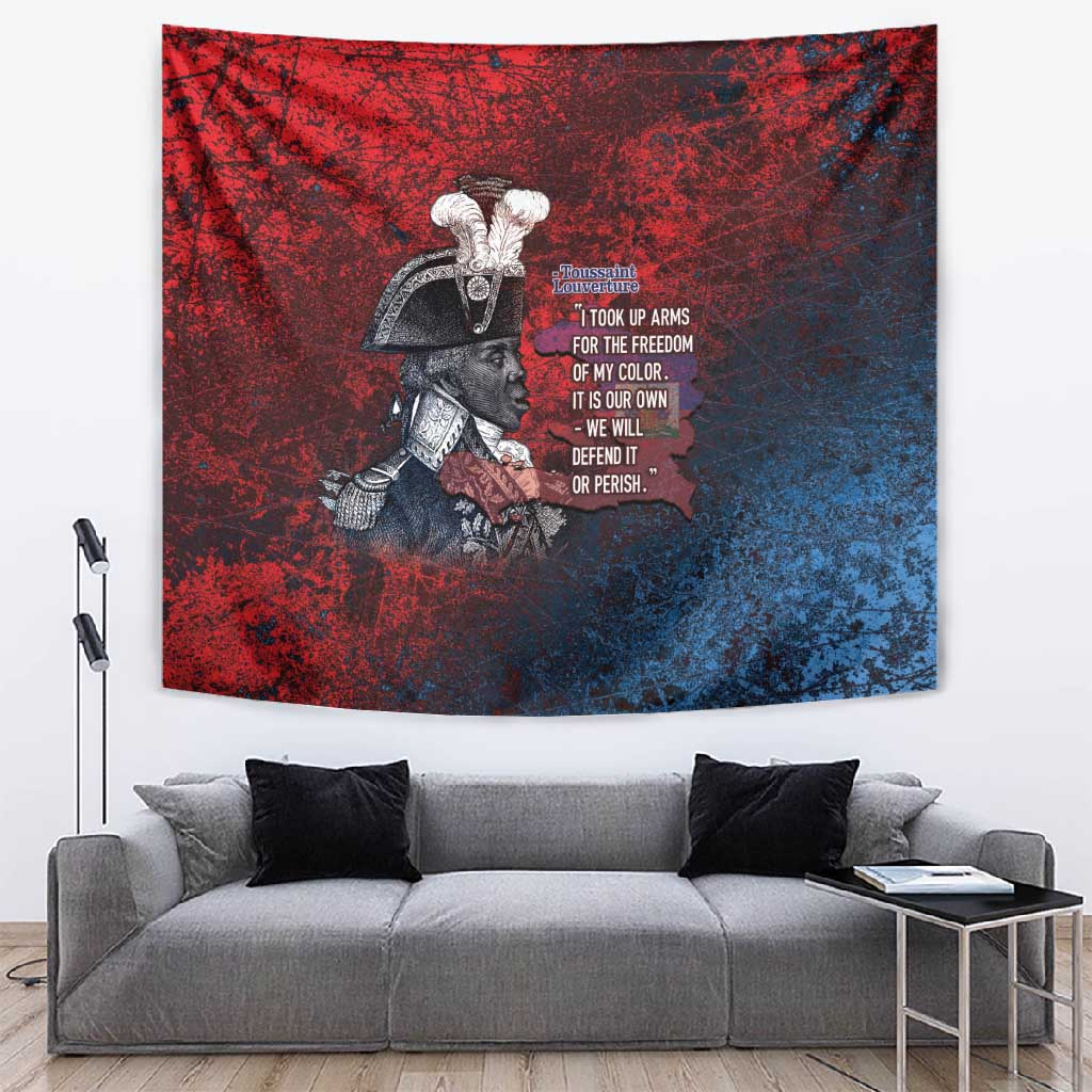 Toussaint Louverture Afro Haiti Tapestry Haitian Father Grunge Style - African Pride