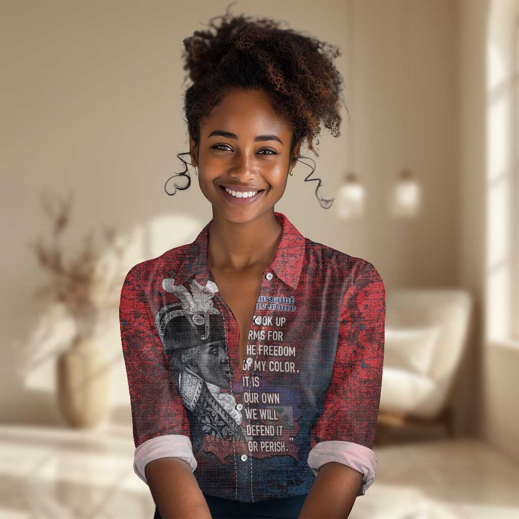 Personalized Toussaint Louverture Afro Haiti Women Casual Shirt Haitian Father Grunge Style - African Pride