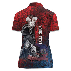 Personalized Toussaint Louverture Afro Haiti Women Polo Shirt Haitian Father Grunge Style - African Pride