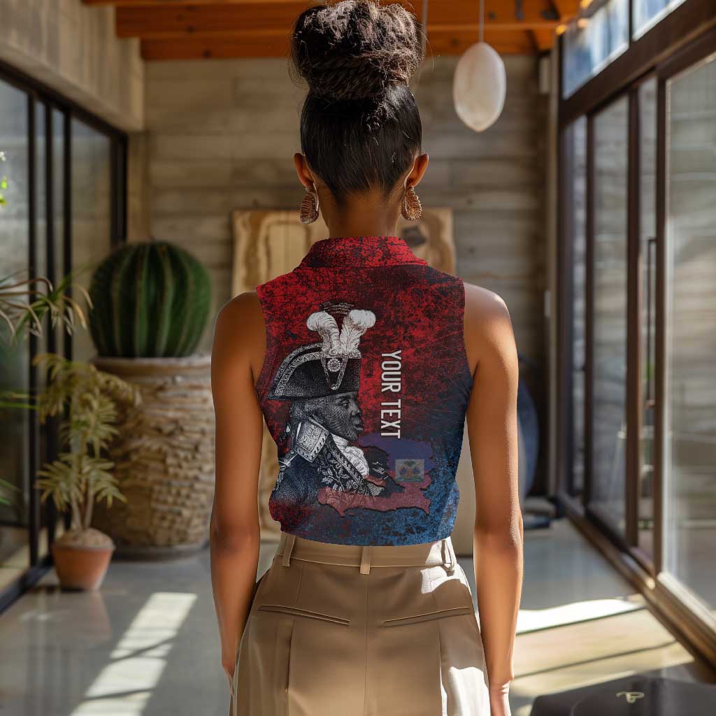 Personalized Toussaint Louverture Afro Haiti Women Sleeveless Polo Shirt Haitian Father Grunge Style - African Pride