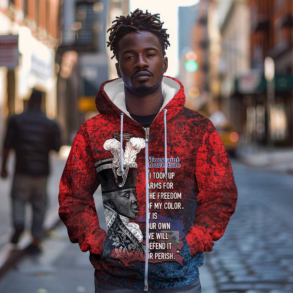 Personalized Toussaint Louverture Afro Haiti Zip Hoodie Haitian Father Grunge Style - African Pride