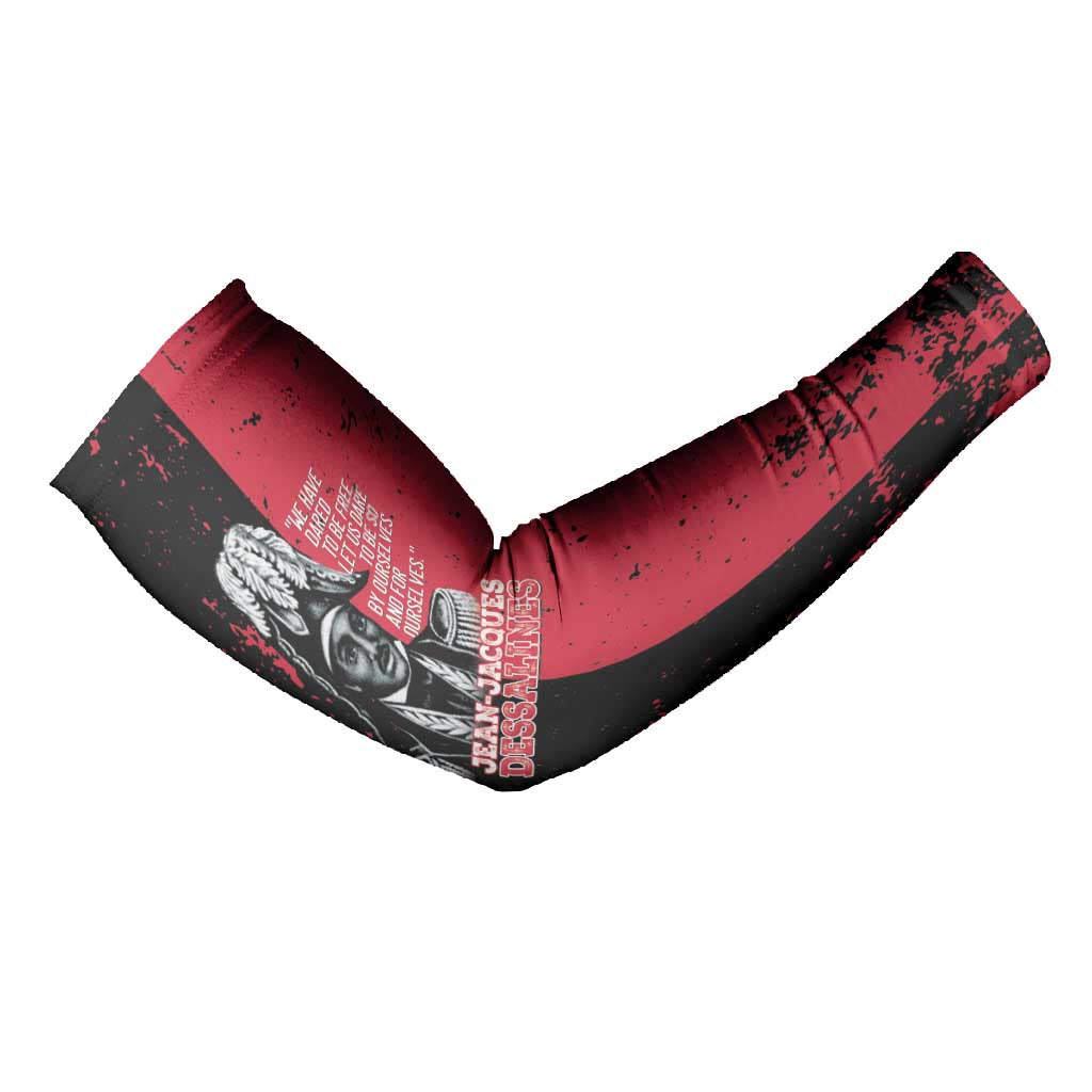 Personalized Jean-Jacques Dessalines Afro Haiti Arm Sleeves Emperor Of First Empire Grunge Style - African Pride