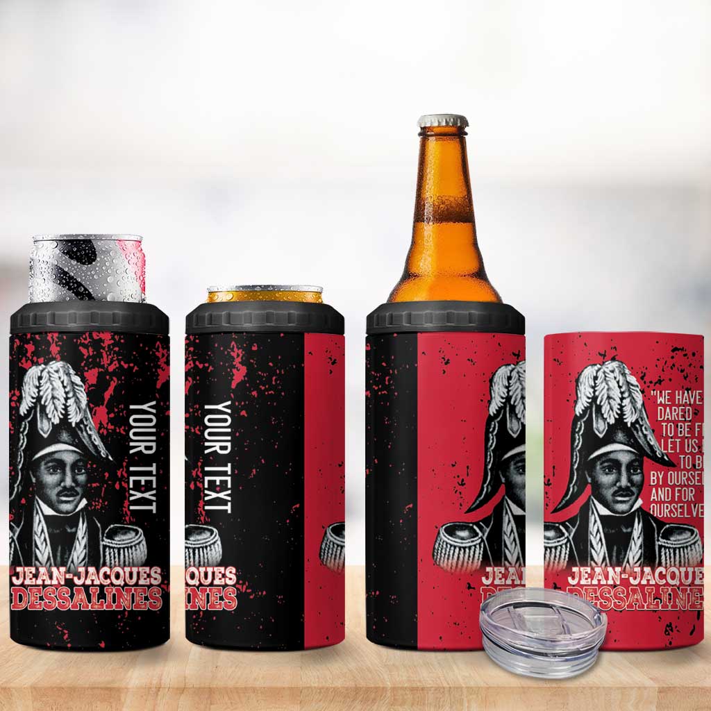 Personalized Jean-Jacques Dessalines Afro Haiti 4 in 1 Can Cooler Tumbler Emperor Of First Empire Grunge Style - African Pride