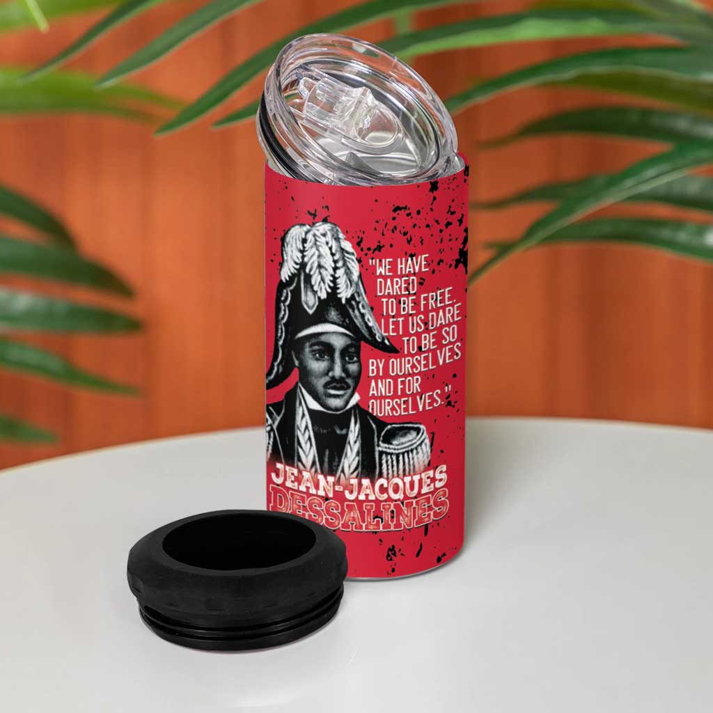 Personalized Jean-Jacques Dessalines Afro Haiti 4 in 1 Can Cooler Tumbler Emperor Of First Empire Grunge Style - African Pride