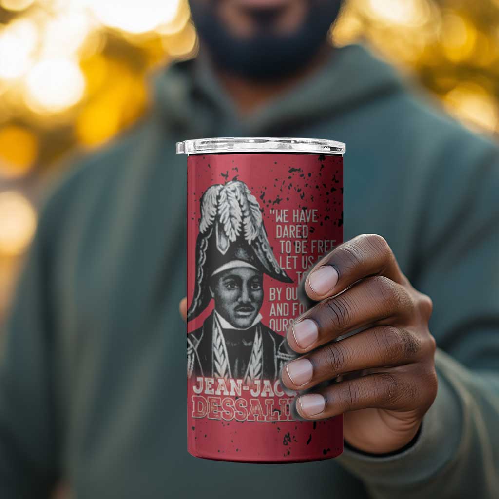 Personalized Jean-Jacques Dessalines Afro Haiti 4 in 1 Can Cooler Tumbler Emperor Of First Empire Grunge Style - African Pride
