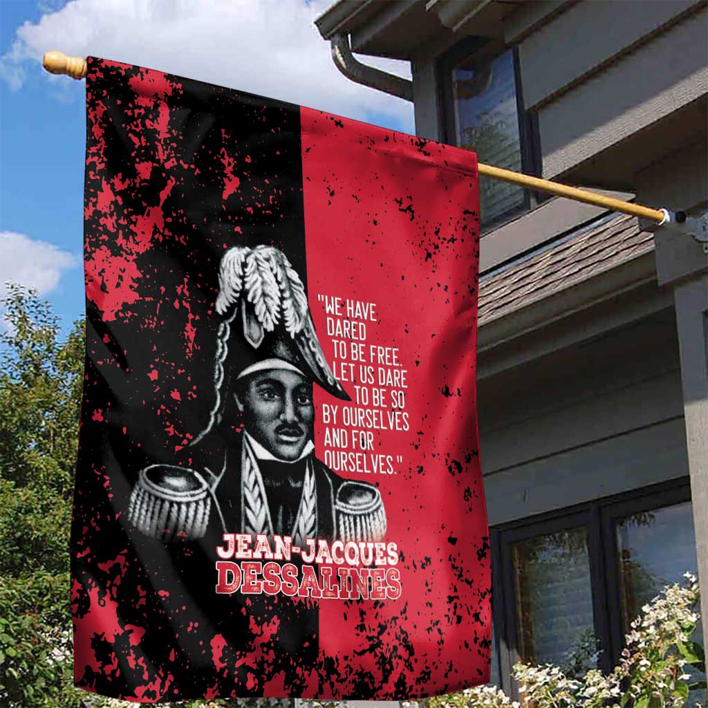 Jean-Jacques Dessalines Afro Haiti Garden Flag Emperor Of First Empire Grunge Style - African Pride