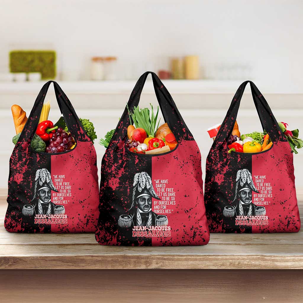 Jean-Jacques Dessalines Afro Haiti Grocery Bag Emperor Of First Empire Grunge Style - African Pride
