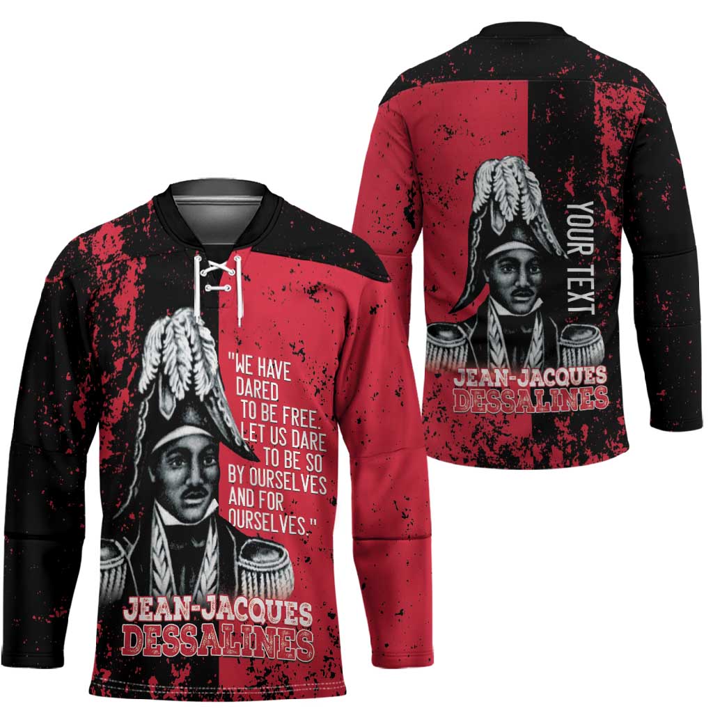 Personalized Jean-Jacques Dessalines Afro Haiti Hockey Jersey Emperor Of First Empire Grunge Style - African Pride