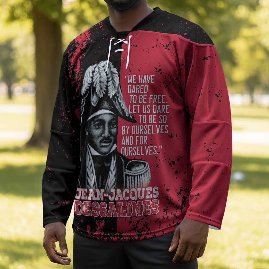 Personalized Jean-Jacques Dessalines Afro Haiti Hockey Jersey Emperor Of First Empire Grunge Style - African Pride