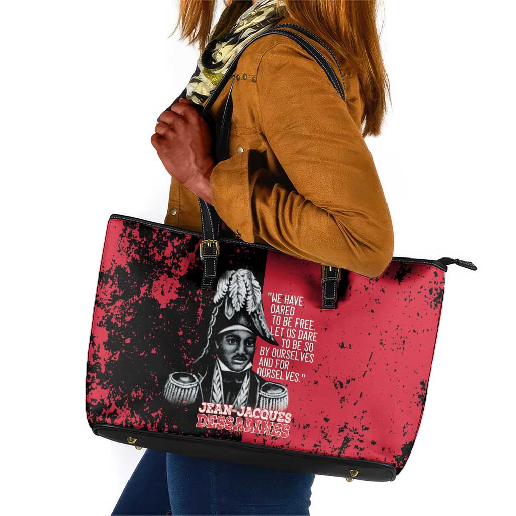 Jean-Jacques Dessalines Afro Haiti Leather Tote Bag Emperor Of First Empire Grunge Style - African Pride