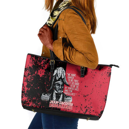 Jean-Jacques Dessalines Afro Haiti Leather Tote Bag Emperor Of First Empire Grunge Style - African Pride