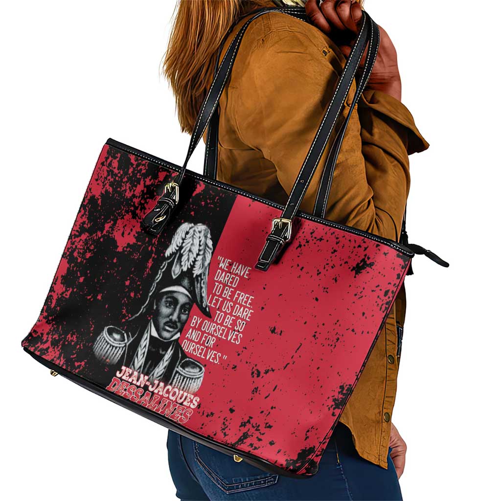 Jean-Jacques Dessalines Afro Haiti Leather Tote Bag Emperor Of First Empire Grunge Style - African Pride
