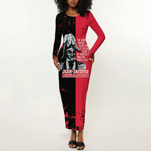 Personalized Jean-Jacques Dessalines Afro Haiti Long Sleeve Bodycon Dress Emperor Of First Empire Grunge Style - African Pride