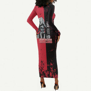 Personalized Jean-Jacques Dessalines Afro Haiti Long Sleeve Bodycon Dress Emperor Of First Empire Grunge Style - African Pride