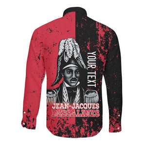 Personalized Jean-Jacques Dessalines Afro Haiti Long Sleeve Button Shirt Emperor Of First Empire Grunge Style - African Pride
