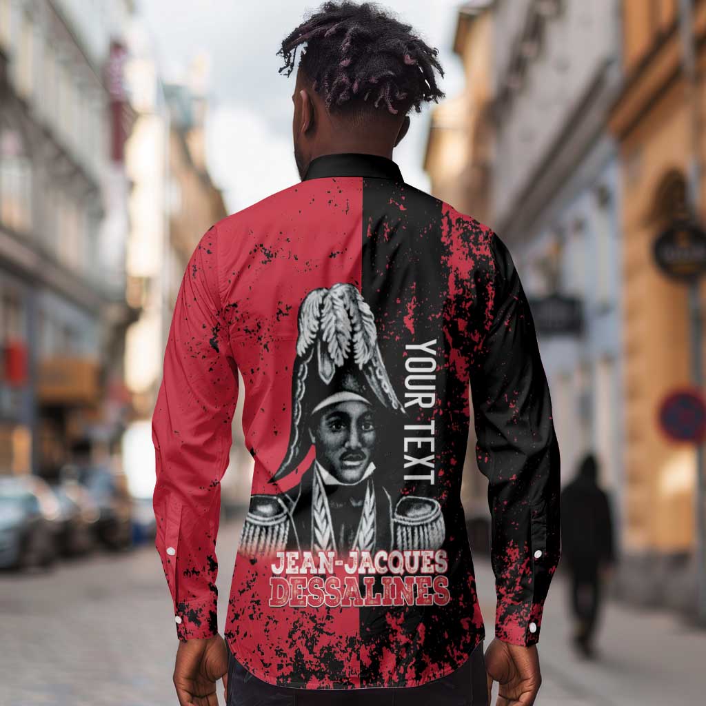 Personalized Jean-Jacques Dessalines Afro Haiti Long Sleeve Button Shirt Emperor Of First Empire Grunge Style - African Pride