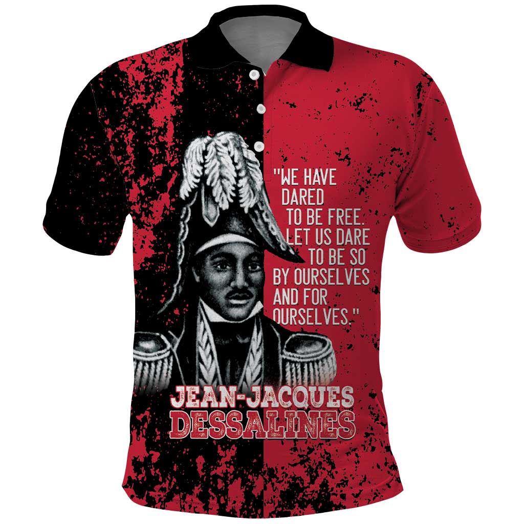 Personalized Jean-Jacques Dessalines Afro Haiti Polo Shirt Emperor Of First Empire Grunge Style LT14