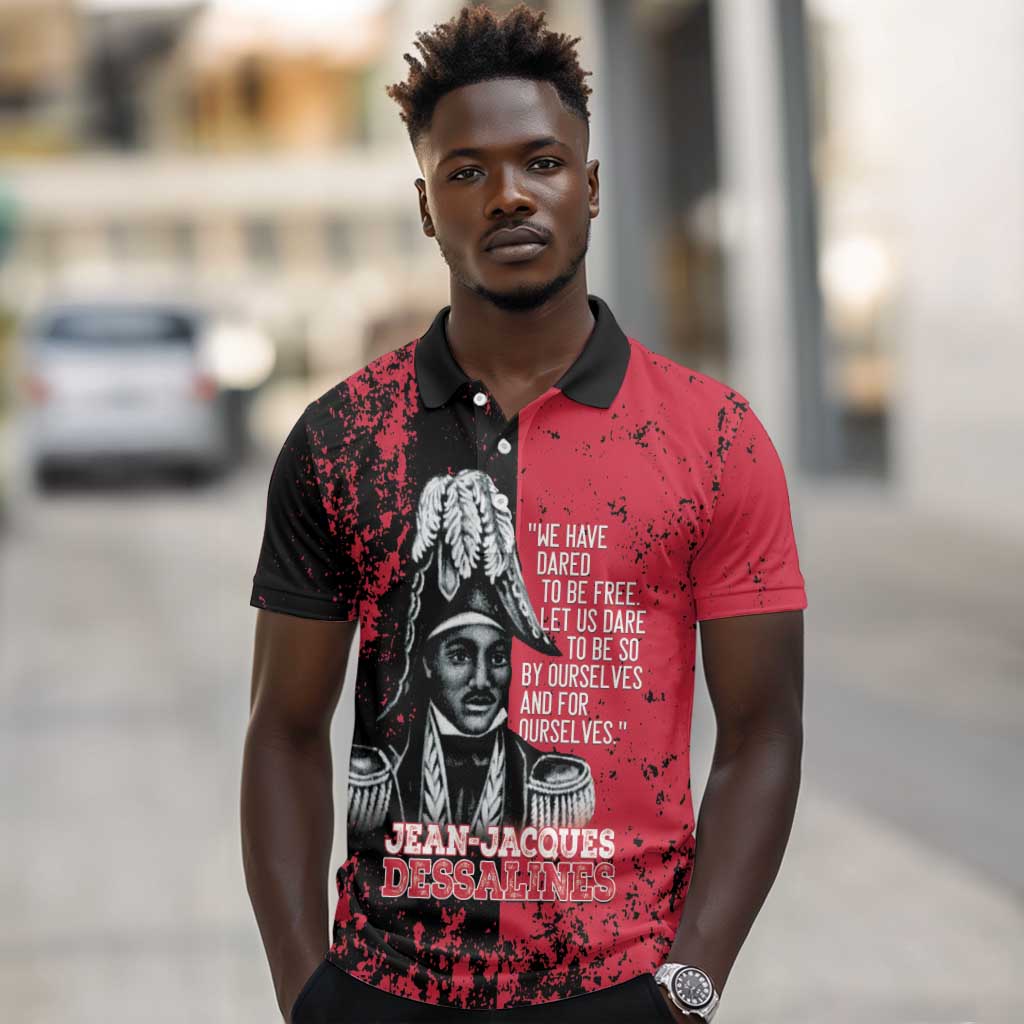 Personalized Jean-Jacques Dessalines Afro Haiti Polo Shirt Emperor Of First Empire Grunge Style LT14