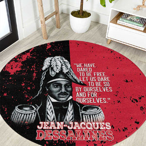 Jean-Jacques Dessalines Afro Haiti Round Carpet Emperor Of First Empire Grunge Style - African Pride