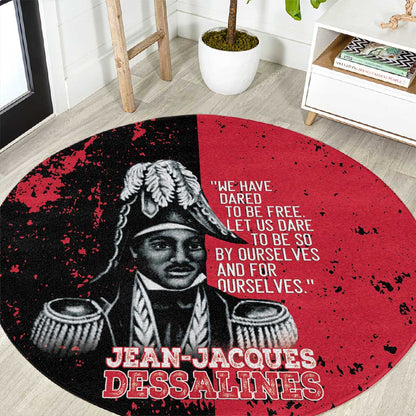 Jean-Jacques Dessalines Afro Haiti Round Carpet Emperor Of First Empire Grunge Style - African Pride