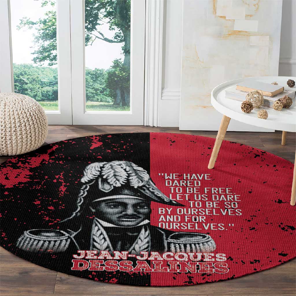 Jean-Jacques Dessalines Afro Haiti Round Carpet Emperor Of First Empire Grunge Style - African Pride